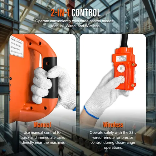Miniatura 2 de YATOINTO Polipasto Eléctrico y Cabrestante Eléctrico 2 en 1, Cabrestante Eléctrico Portátil de 1100 lb con Control Remoto por Cable, Grúa
