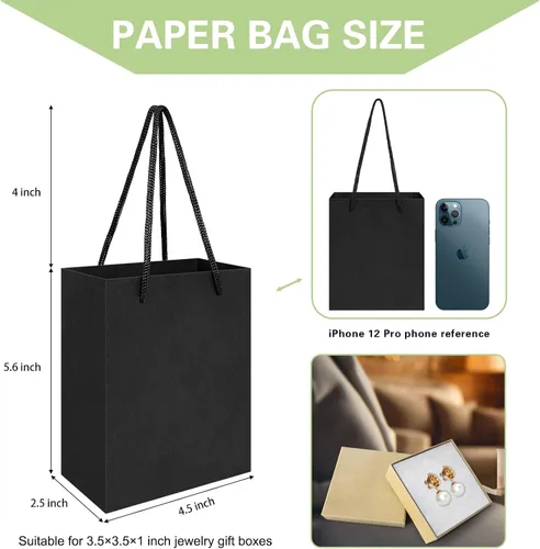 Miniatura 2 de batifine Bolsas de regalo pequeñas, pequeñas bolsas de joyería con asas, pequeñas bolsas de papel a granel para recuerdos de fiesta, regalos