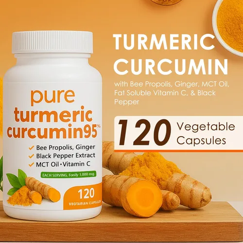 Miniatura 6 de Curcumina de cúrcuma pura de cúrcuma 95 1000 mg - Extracto de pimienta negra Cápsulas veganas 120