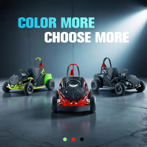 Miniatura 7 de Go Kart eléctrico, auto eléctrico de 48 V, marco tubular de acero, cinturón de seguridad, neumáticos todo terreno de 13 pulgadas, control de Negro