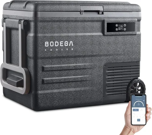 BODEGA COOLER - Refrigerador de coche de 12 voltios, refrigerador de automóvil de 58 cuartos (55 L) con ruedas, congelador portátil para Negro