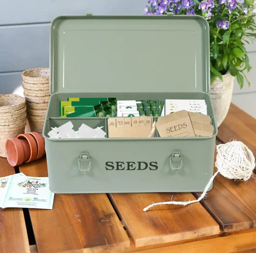 Miniatura 5 de Caja de ahorro de semillas, contenedor de semillas de metal, caja organizadora de almacenamiento de semillas, contenedor de paquetes de semillas