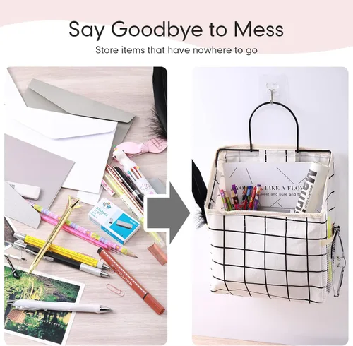 Miniatura 3 de Boao Paquete de 8 bolsas de almacenamiento para colgar en la pared, bolsas organizadoras de almacenamiento de pared con ganchos, cesta colgante