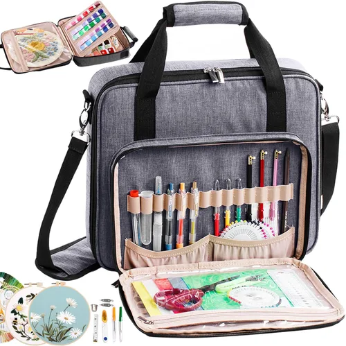 MYBAGZING | Bolsa Grande para Proyectos de Bordado - Organizador de Suministros para Punto de Cruz - Bolsa para Kits de Bordado - Almacenamiento y