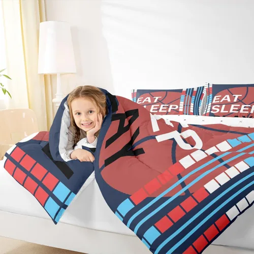 Miniatura 7 de Feelyou Juego de edredón de baloncesto para niñas y niños, juego de ropa de cama con juegos de pelota, decoración de habitación, regalo para amantes