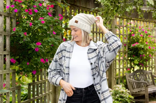 Miniatura 64 de Funky Junque Gorro de moda de punto trenzado de talla extragrande, grueso, abrigado, suave y holgado