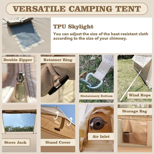 Miniatura 6 de SENLEETO Tiendas inflables para acampar, gran tienda de camping inflable con bomba manual, tiendas inflables fáciles de montar para 4-6 personas