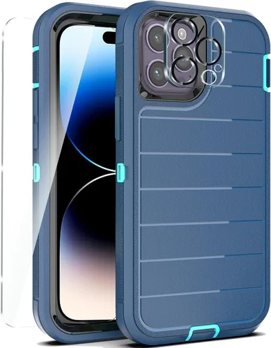 Miniatura 18 de YmhxcY Funda para iPhone 12/iPhone 12 Pro [2 Protectores de Pantalla de Vidrio Templado] Cubierta Duradera de 3 Capas A Prueba de Caídas/Funda