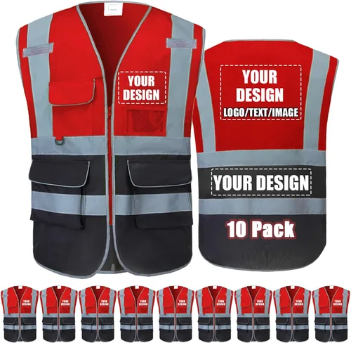 Miniatura 30 de Chalecos de seguridad con logotipo personalizado (S, M, L, XL, 2XL, 3XL, 4XL) Chalecos de seguridad reflectantes de alta visibilidad Clase 2