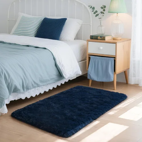 Miniatura 21 de HOMORE Alfombra de pasillo de 2 x 4 pulgadas, alfombra negra para dormitorio, alfombras esponjosas para pasillo, mesita de noche, alfombras largas