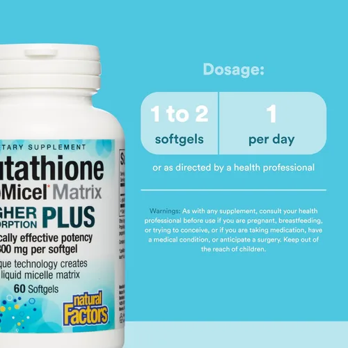 Miniatura 3 de Natural Factors Glutatión LipoMicel Matrix 300 mg - Suplemento antioxidante para un envejecimiento saludable y apoyo inmunológico - Sin OMG, sin