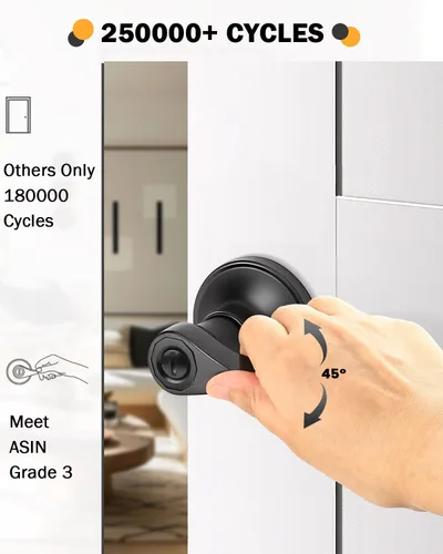Miniatura 3 de Gobrico - Manija de puerta de privacidad negra mate, paquete de 1, palanca interior sin llave para dormitorio y baño, reversible, estilo onda/gota