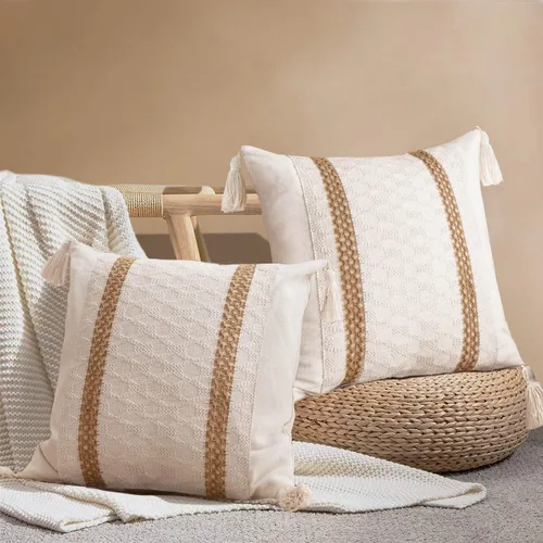 Miniatura 7 de DadyMart DUKYMIK Lumber - Funda de almohada decorativa tejida para sofá, sillón, sillón, automóvil, patio y decoración del hogar (doble raya)