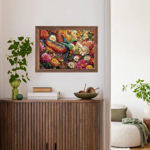 Miniatura 5 de Rompecabezas de flores coloridas de colibrí, 1000 piezas para adultos, pájaro, girasol, mariposa, naturaleza, rompecabezas de plantas, primavera