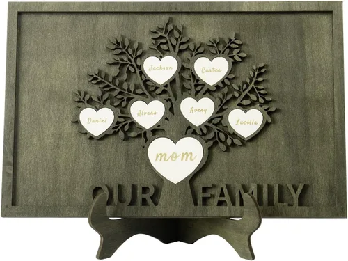 Miniatura 20 de Regalos para mamá, marco de árbol genealógico personalizado, placas de madera, recuerdos de genealogía, decoración del día de la madre, día del EL
