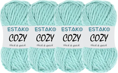 Miniatura 26 de Estako Cozy Thick & Quick Yarn - Hilo acogedor grueso y rápido, 20% lana, 80% acrílico, suave, súper voluminoso, peso #6, para tejer y hacer 50187