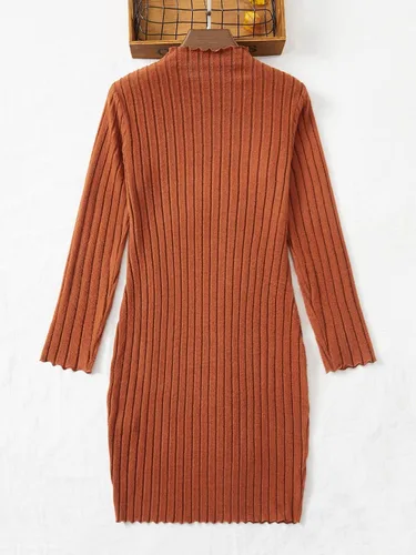 Miniatura 2 de SHENHE Vestido corto ajustado de manga larga con cuello redondo y manga larga para mujer