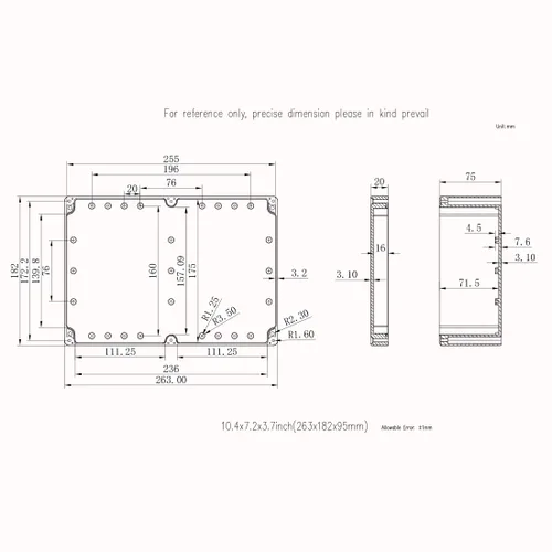 Miniatura 6 de Caja de conexiones, Caja de proyectos Zulkit IP65 impermeable para exterior cajas de plástico ABS Cajas eléctricas electrónicas negras 10.4 x 7.2 x