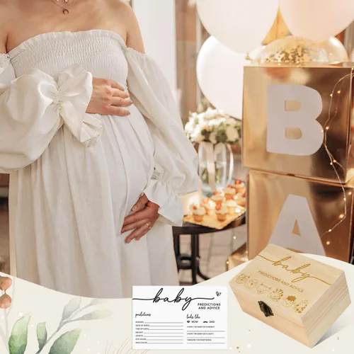 Miniatura 6 de Caja de tarjetas de consejos y predicciones, 50 tarjetas de predicciones para bebés para nuevos padres, decoraciones de baby shower, consejos