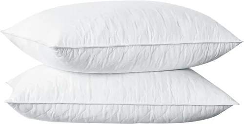Miniatura 2 de puredown Juego de 2 almohadas acolchadas de plumas de ganso, color blanco, tamaño Queen estándar