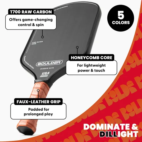 Miniatura 2 de Boulder Carbon Fiber Pickleball Paddle T700 Carbon Fiber USAPA Approved, with Honeycomb Polymer Core Pickleball Racket for Beginner &