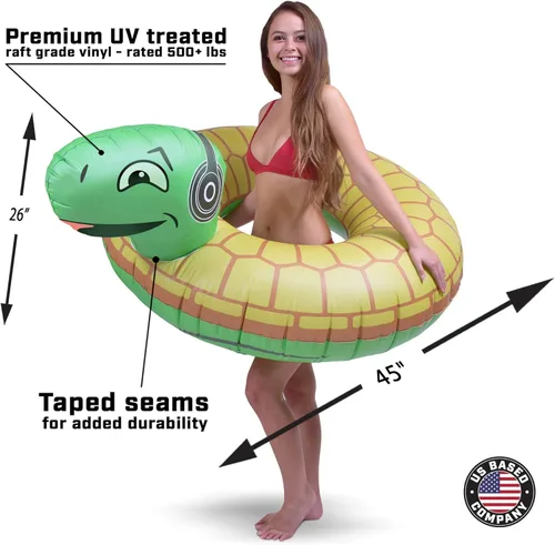 Miniatura 3 de GoFloats Rockin Turtle - Balsa inflable para fiesta - Divertido flotador de piscina para adultos y niños