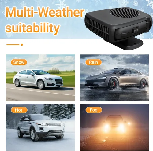 Miniatura 5 de Calentador y ventilador de coche de 12 V 200 W, descongelador portátil de modo dual, giratorio de 360° para desempañar el parabrisas del calentador