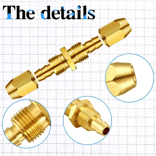 Miniatura 4 de Peryiter 12 piezas de accesorios de reparación de manguera de aire de latón macizo para NPT de repuesto reutilizable empalmador de manguera