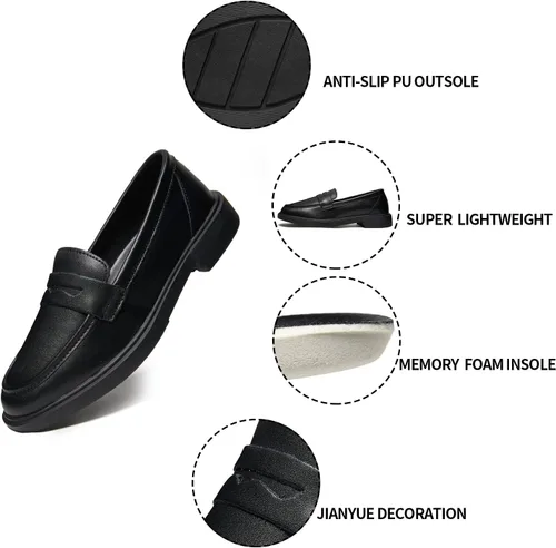 Miniatura 2 de Mocasines para mujer, zapatos elegantes de cuero, cómodos para el trabajo, plataforma gruesa