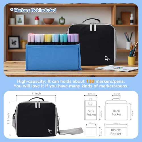 Miniatura 2 de Togood - Mochila ultra grande para guardar rotuladores, bolsa de hombro para bolígrafos. Capacidad para hasta 300 bolígrafos