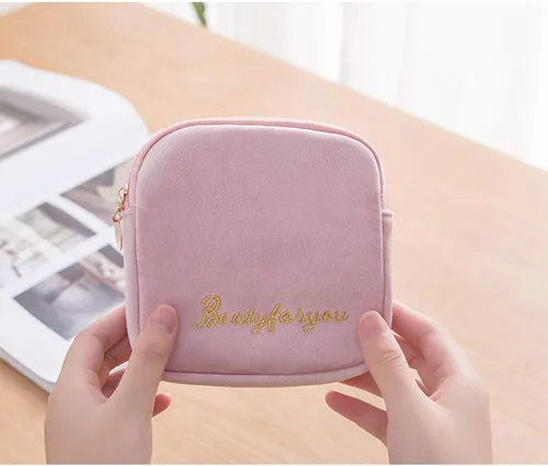 Miniatura 5 de Servilletero sanitario de tela flocado, bolsa de taza menstrual, soporte para almohadilla de lactancia, organizador de almacenamiento lavable, 3