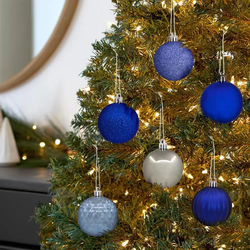 Miniatura 4 de Hallmark Bolas de Navidad azules y plateadas, adornos de Navidad, juego de 30