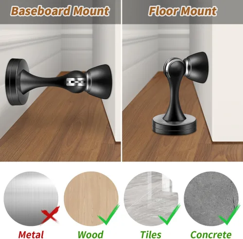 Miniatura 4 de KOLAKO Topes magnéticos para puerta, paquete de 4 topes de puerta mangetic, acero inoxidable, soporte de puerta de montaje en pared para mantener