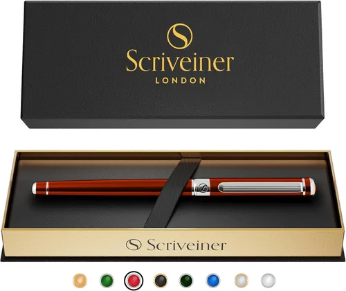 Miniatura 23 de Scriveiner – Bolígrafo roller azul medianoche, con lacado azul y acabado cromado, repuesto de tinta Schmidt, para hombres y mujeres, para 13. Azul