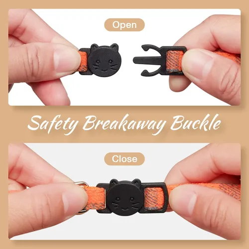 Miniatura 3 de Paquete de 6 collares clásicos a cuadros para gatos con campanas, collar de gatito separable y ajustable de 6 a 9 pulgadas, lindo collar de gatito