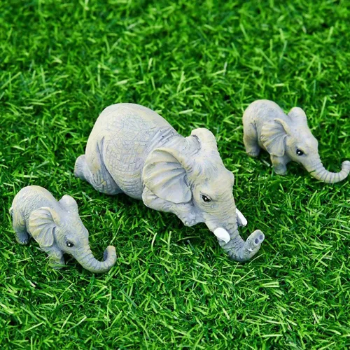 Miniatura 6 de Juego de 3 piezas de estatua de decoración de elefante, madre y dos bebés colgantes, adornos para sala de estar, dormitorio, decoración del hogar