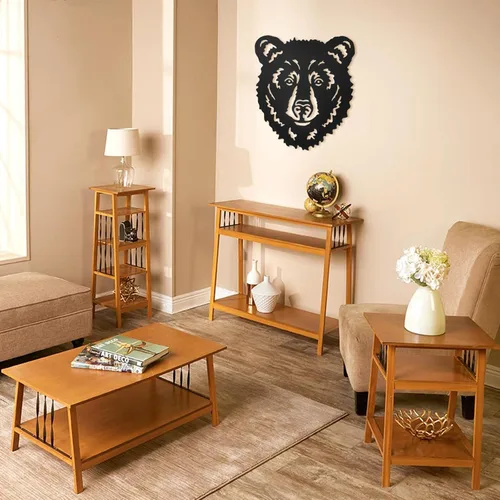 Miniatura 7 de Hokfirm Decoración de pared de cabeza de oso de metal, esculturas rústicas de pared para sala de estar, decoración de oso de animales al aire libre