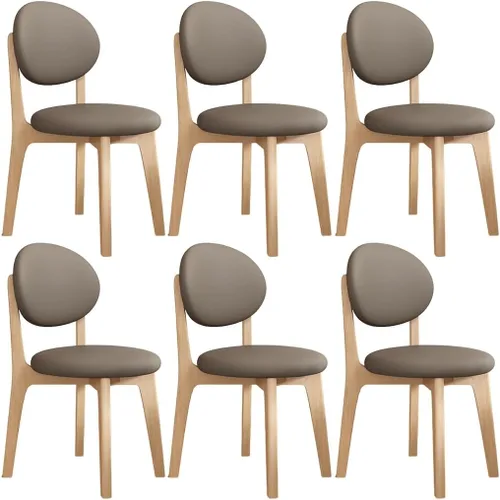 Miniatura 17 de YVYKFZD Juego de sillas de comedor, sillas de cocina de madera maciza, silla de comedor de granja con respaldo curvo, silla tapizada de cuero