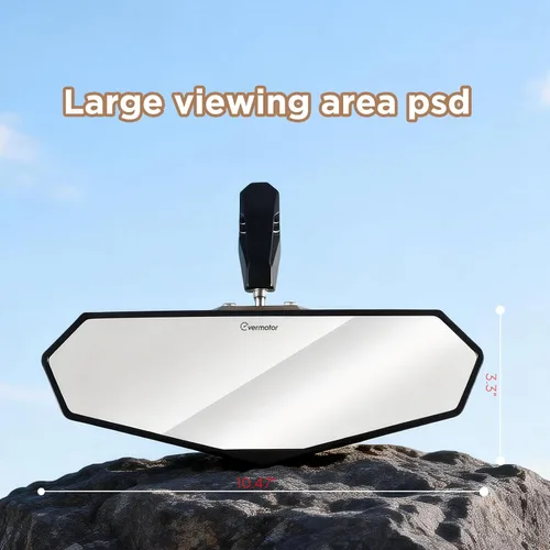 Miniatura 4 de Evermotor 1 juego de espejo central universal UTV para ATV, espejo retrovisor para jaulas de barra antivuelco de 1.6 a 2 pulgadas con abrazadera