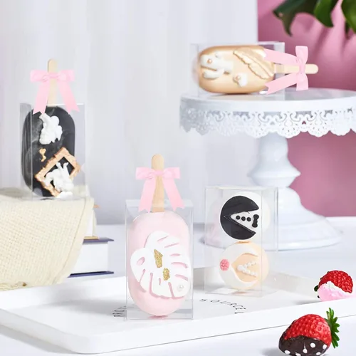 Miniatura 8 de Meseey 50 lazos de satén de 3 pulgadas, color rosa perla, preatados, para bolsas de golosinas, cesta de envoltura de regalo, boda, baby shower