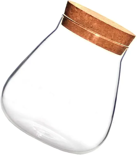 Miniatura 6 de HOMSFOU Tarro redondo de vidrio para plantas, terrario, mesa, suculentas, bolas, jarrón, botella de deseos, tarro de galletas de caramelo con tapa
