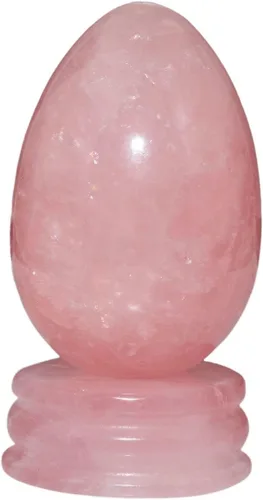Miniatura 12 de Nupuyai Huevo de cristal decorativo pulido de 1.8 pulgadas con soporte redondo de piedra, estatua de piedra curativa tallada ovalada para mesa
