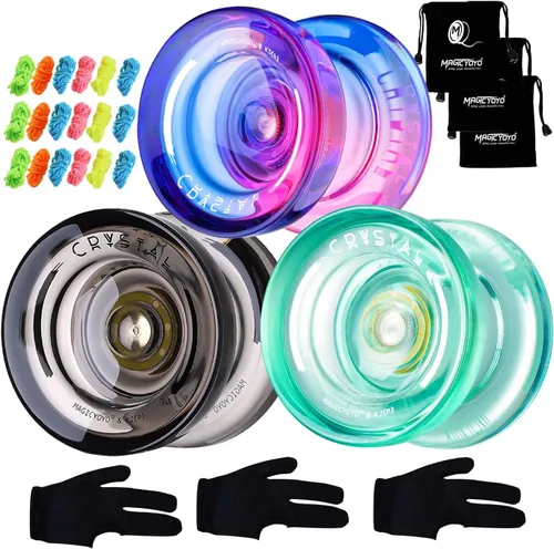 Miniatura 14 de MAGICYOYO Paquete de 2 Yoyos Responsivos para Niños Principiantes, Yoyos K2 de Cristal con 2 Guantes de Yoyo, 2 Bolsas de Yoyo, 12 Cuerdas de Yoyo