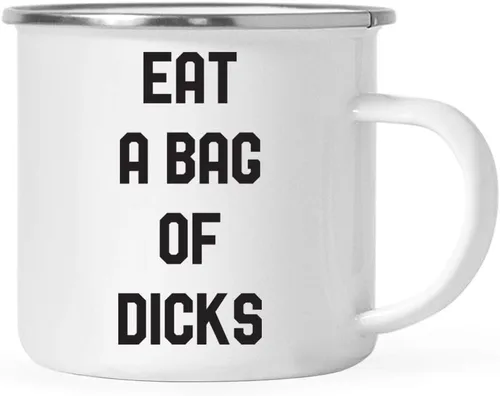 Andaz Press Funny Rude - Taza de café de acero inoxidable de 11 onzas, regalo para comer una bolsa de pollas, color blanco, paquete de 1,