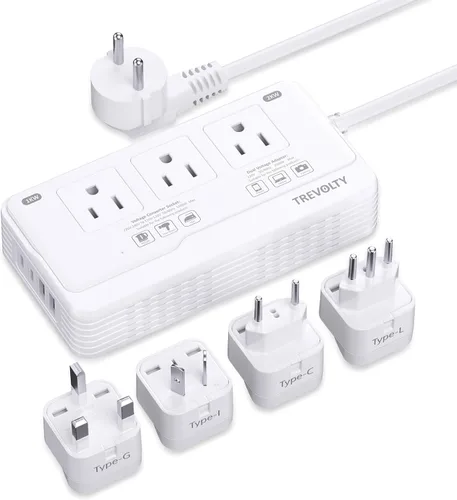 Convertidor de voltaje de 2000 W de EE. UU. a Europa para secador de pelo, convertidor de 220 V a 110 V para adaptador de enchufe de viaje europeo
