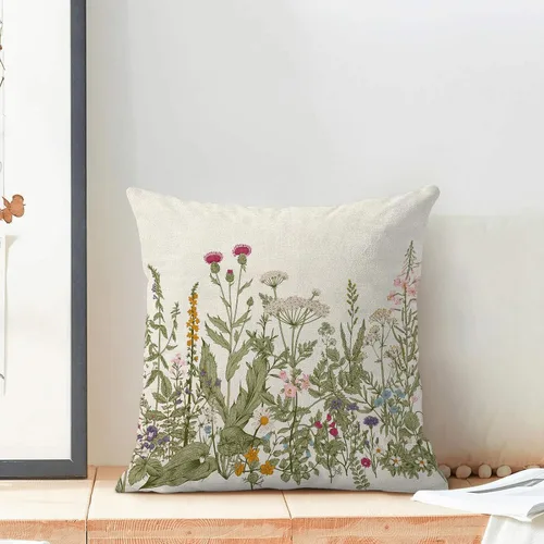 Miniatura 3 de AEIOAE Fundas de almohada verde salvia de 18 x 18 pulgadas, juego de 2, fundas de almohada de primavera con flores silvestres, fundas de cojín