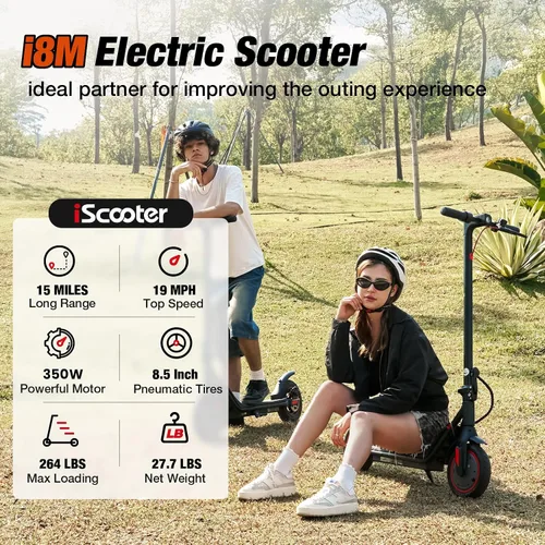 Miniatura 2 de iScooter Electric Scooter Adults & Big Kids, Cruise Control, Dual Braking System, Smart App, Foldable Electric Scooter for Commuting & Campus Use