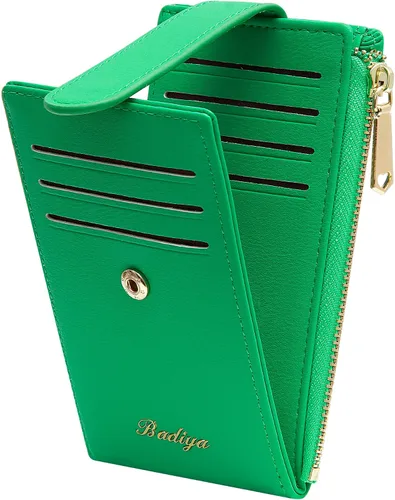 Miniatura 28 de Badiya Tarjetero para mujeres con RFID, carteras delgadas, plegables, tarjetero multifuncional, monedero