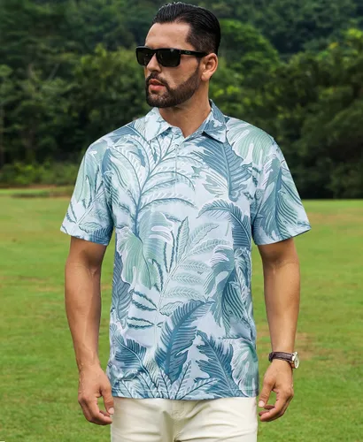 Miniatura 4 de ELETOP Polo de golf para hombre, manga corta, absorbe la humedad, polos tropicales hawaianos, camisas de golf de rendimiento para hombre, ajuste seco