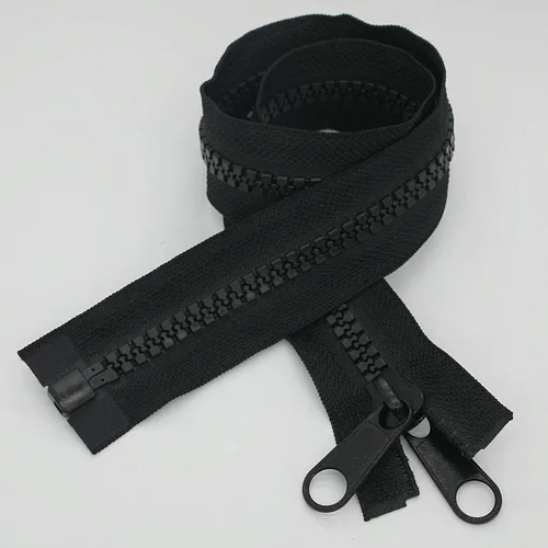 Miniatura 3 de Leekayer 2 cremalleras resistentes #10 de 48 pulgadas para coser y separar cremalleras de plástico grandes, cinta negra con doble lengüeta Negro